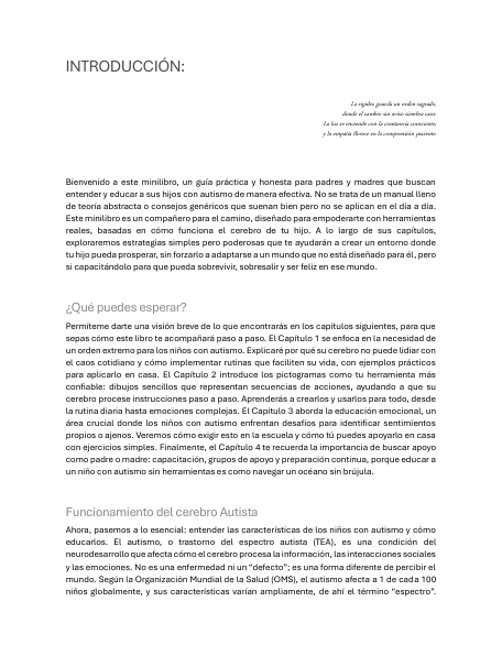 Háblale a mi Cerebro: Fundamentos Para Padres de hijos Autistas