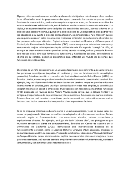 Háblale a mi Cerebro: Fundamentos Para Padres de hijos Autistas